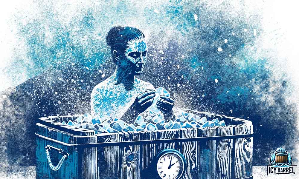 Illustration of a person using an ice bath.